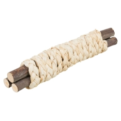 TRIXIE Drewniany gryzak ze słomą dla gryzoni i królików 15 x 3 cm