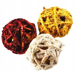 Ham-Stake KŁĘBKI KWIATOWE Z OWOCAMI 3szt piłeczki rattanowe