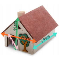 DREWNIANY DOMEK dla małych gryzoni P09 14x13x11cm