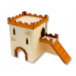 DREWNIANY DOMEK ZAMEK dla małych gryzoni 19x10x14cm P87